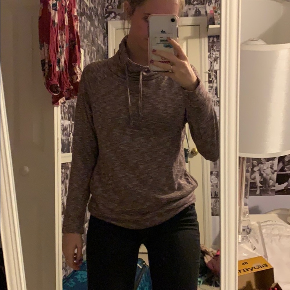 Purple turtleneck sweatshirt